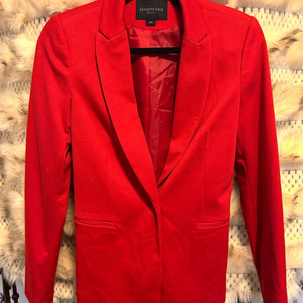 Kenneth Cole Red Tailored Blazer with Notched Lapels